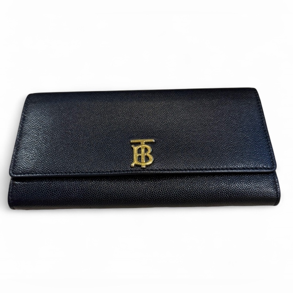 Burberry Black Leather Wallet with‎ Gold Accents